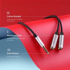 Durable 3.5mm Y Splitter for Headsets – Ideal for Gaming, PC, Laptop, Tablet