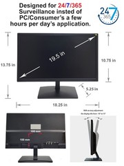 101AV 19.5″ 5MP Professional Security Monitor with HDMI & 19″ B HD, Black