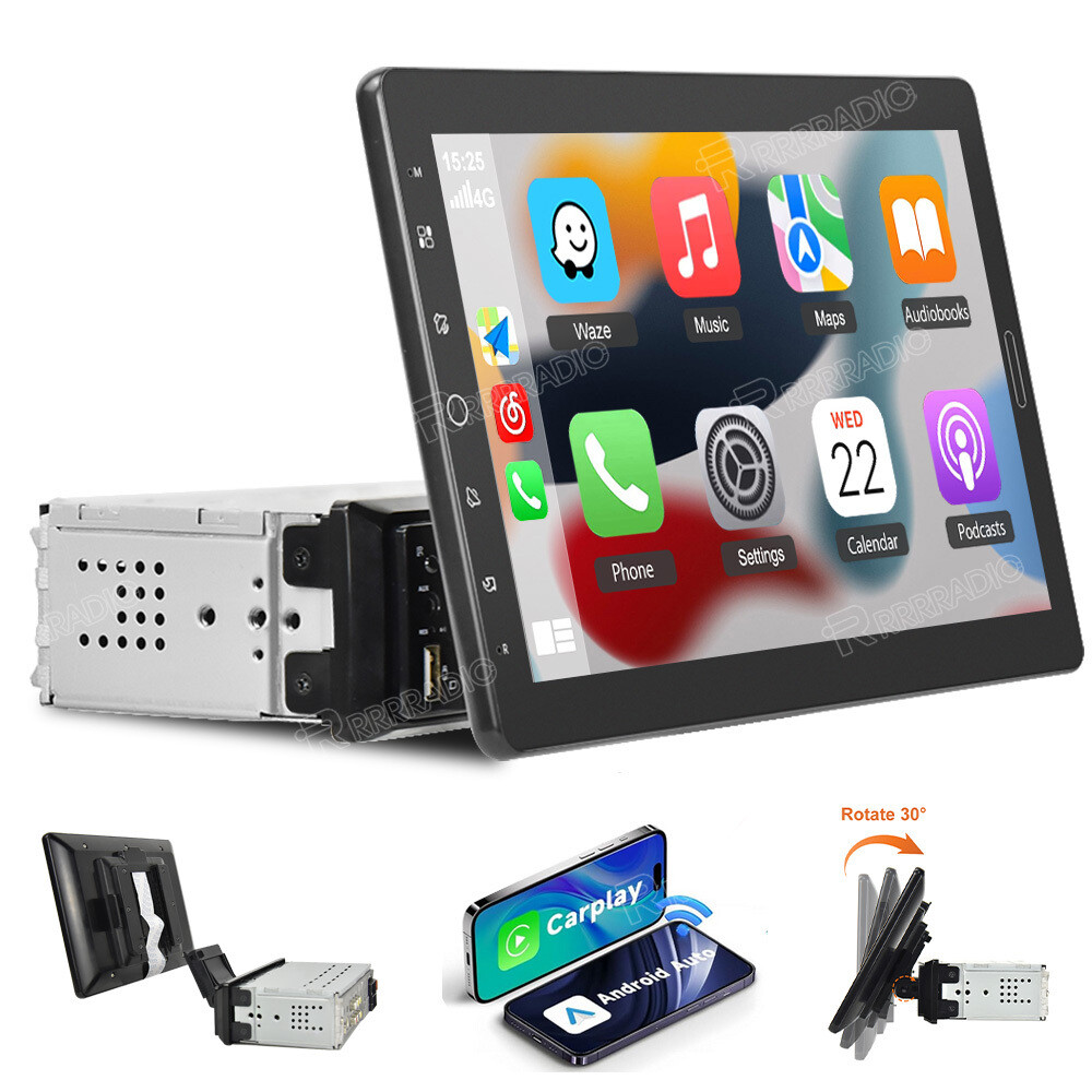 10.1″ Carplay Car Stereo Radio Single 1Din Rotatable Touch Screen Bluetooth MP5
