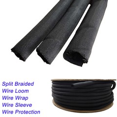 Braided Cable Sleeve Split Wire Loom Tubing Cord Protect Mesh Woven Material Lot
