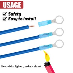 Waterproof Heat Shrink Ring Terminals M5 M6 M8 M10 Wire Connectors 16-14 AWG Kit