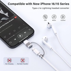 USB C to Lightning Audio Adapter, USB C Male to Female Lightning Headphone Audio