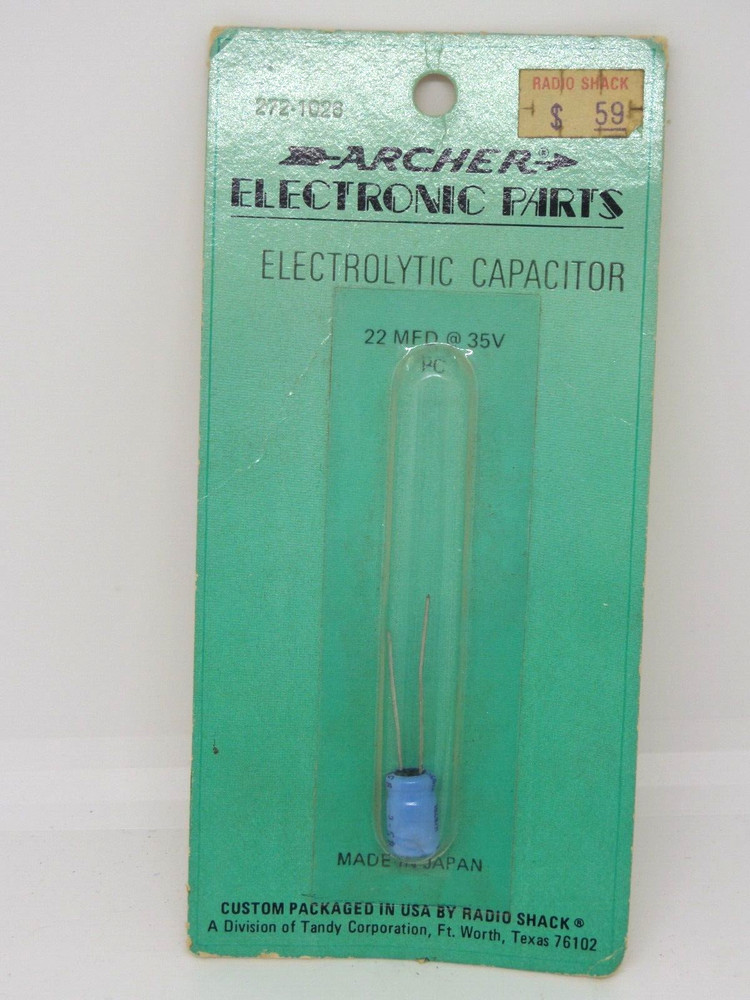 NOS RadioShack Archer 272-1026 Electrolytic Capacitor 22 MFD @ 35 V PC