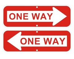 One Way Sign with Arrow, 18×6 Inches, red and white – 6″ x 18″ – Left and Right