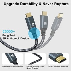 10FT High-Speed HDMI Extension Cable 2-Pack, 4K@60Hz, Braided & Tangle-Free