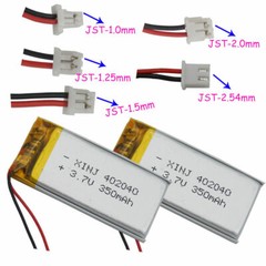 2pcs 3.7V 350mAh LiPo Battery 4mm Thick 402040 2pin JST-PH 1.0/1.25/1.5/2.0/2.54