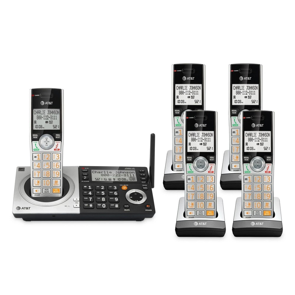 AT&T CL83507 DECT 6.0 5 Handset Cordless Phone System Answering Machine NOB