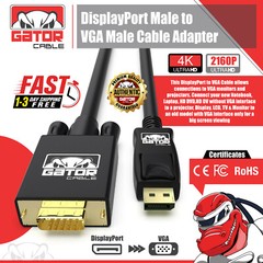 DisplayPort to VGA Cable Adapter For HDTV PC Desktop Monitor Video 4K 1080P 6FT