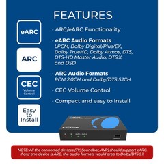 eARC Audio Splitter 1 in 2 Out – HDMI ARC/eARC Audio Extractor & Splitter, Do…