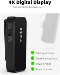 Wireless Microphone for iPhone 14/13/12, Noise Cancellation 100ft Trans 18H Btry