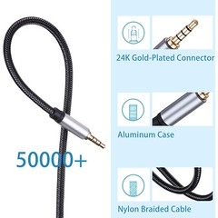 6FT 3.5mm AUX Audio Nylon Braided Cord Cable PC iPod Car Phone headphone Lot