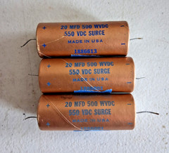 General Electric Vintage Fender Amp Capacitors 1960s-70s 20uf 500VDC (3)