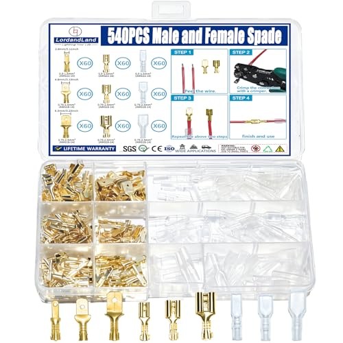 360pcs 2.8mm 4.8mm 6.3mm Male and Female Spade Connectors Kit with Insulating