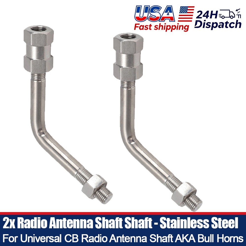 Pair of Stainless Steel Shafts For Universal CB Radio Antenna AKA Bull Horns US