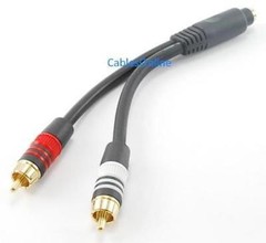 6″ Premium 22AWG 3.5mm Stereo Female to 2-RCA Male Cable