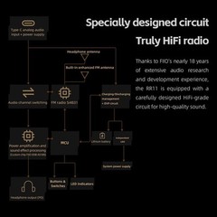 FiiO RR11 Portable FM Radio Receiver w/Analog PVR Tuning, 64MHz-108MHz (Black)