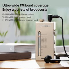 FiiO RR11 Portable FM Radio Receiver w/Analog PVR Tuning, 64MHz-108MHz (Black)