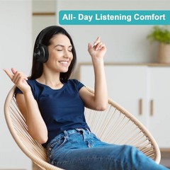 Bluetooth 5.0 Over- Ear Wireless Headphones 30 Hours Battery, 30 Hours, Black