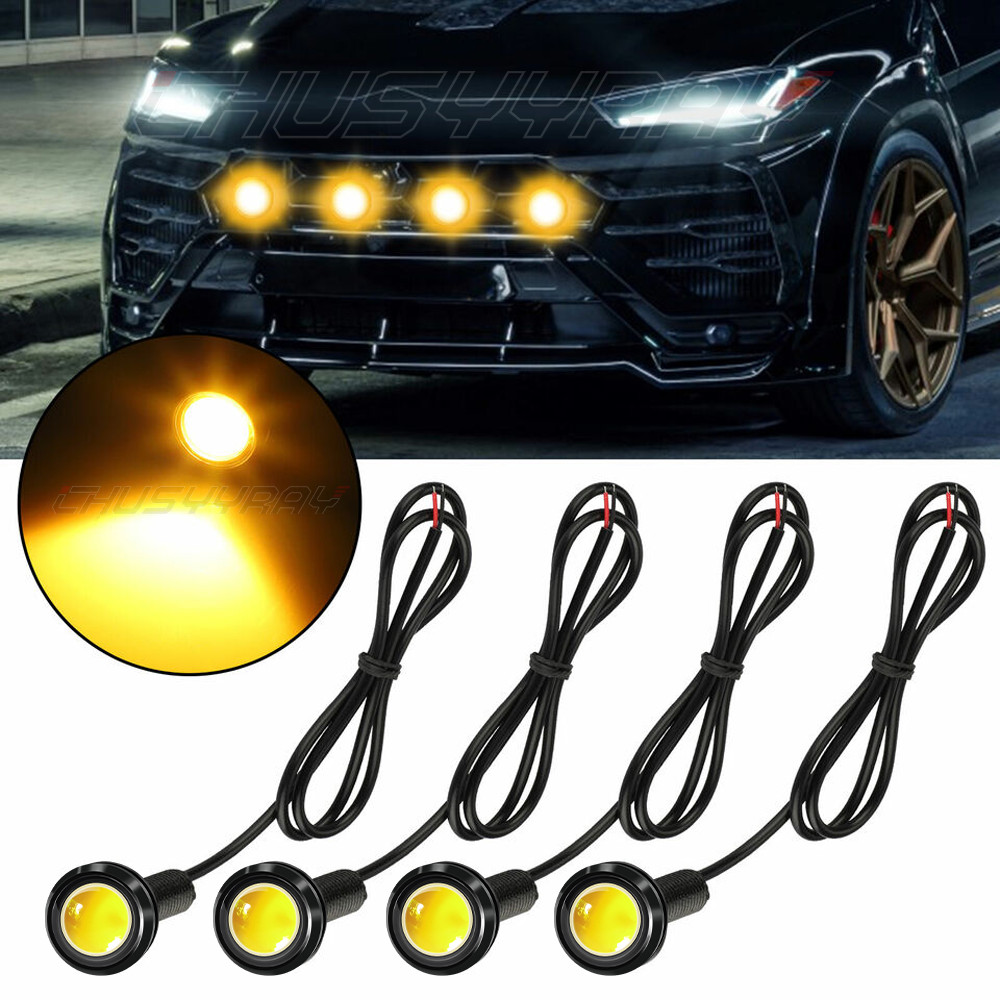 4X Raptor Style Smoked Lens Amber LED Front Grille Running Lights For Ford F150