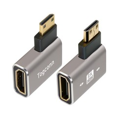 2-Pack 90° Mini HDMI to HDMI Right/Left L-Shaped Adapter 8K@60Hz 4K@120Hz Slim