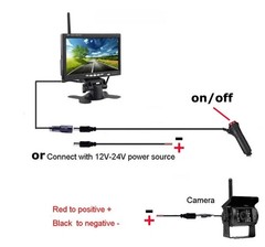 7″ 2 Camer Wireless Monitor IR Night Vision Backup Camera for Truck Caravan RV