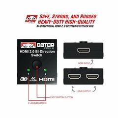 Bi-Direction 4K HDMI 2.0 Cable Switch Switcher Splitter HUB HDCP 2×1 1×2 In Out