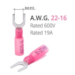 Heat Shrink Fork #10 M5 Stud Wire Spade Crimp Terminals Connectors AWG22-10 US