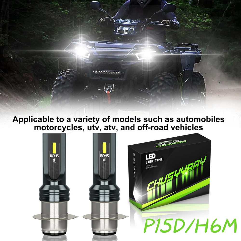 Fit Yamaha Rhino 450 660 700 Super White 100w H6M LED Headlight Bulbs 2X 6000K