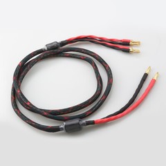 One Piece 12AWG OCC Pure Copper HIFI Audio Bi-wire Speaker Cable 2 to 4 Plugs