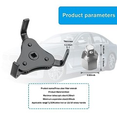 1 PC Car Oil Filter Wrench, 1/2 Metal Heavy Duty Medium Black & White