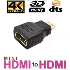 2 x Mini HDMI Male to Standard HDMI Female Adapter Gold Plated HDTV 4K 1080p 3D