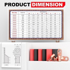 UL Listed 4/0 AWG – 3/8″ Battery Cable Lugs, Heat Shrink Ring Terminals End, Cop