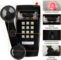 Retro Wall Phones for Landline with Mechanical Ringer Corded Telephone Wall