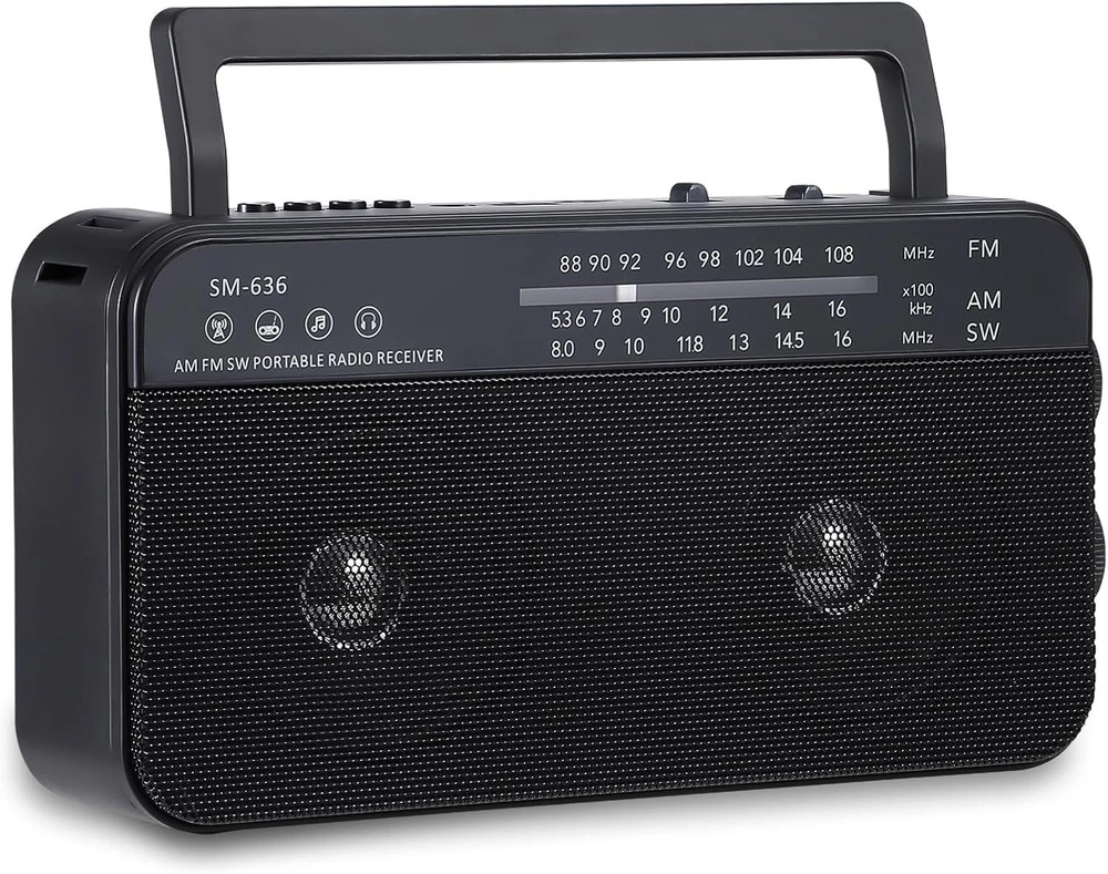 Portable AM FM Shortwave Radio with Bluetooth Speaker Plug in Wall, 3X D Cell Ba