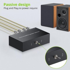 2-Way Speaker Switcher Selector Box, 1-In-2-Out Amplifier A/B Switch, No Power N
