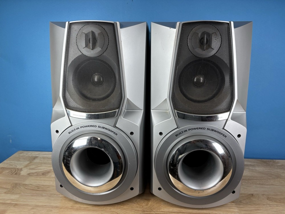 Large Aiwa SX-WZL700 3-way, bi-amped bass reflex speakers TESTED/WORKS GREAT