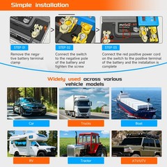 12/24V 240A Remote Battery Disconnect Kill Switch Anti Theft RV ATV Boat & LED