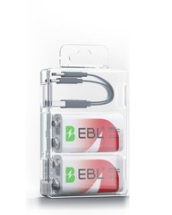 EBL 9V 9 Volt Li-ion USB-C Rechargeable Batteries 5400mWh Lithium Battery Lot