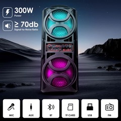 Portable Dual FM Radio and Bluetooth Speaker Karaoke w/Mic for Home Parties