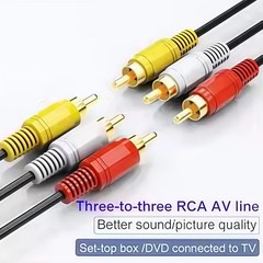 3 RCA Male to Male Composite AV Cable 1m for TV DVD Home Theater Audio Video
