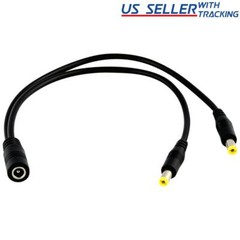 DC Power Splitter Cable Cord Adapter 1 Female to 2 Male CCTV Security Camera DVR