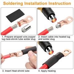 40 pcs 1/0 AWG Gauge Copper Lugs w/ BLACK & RED Heat Shrink Ring Terminals Set