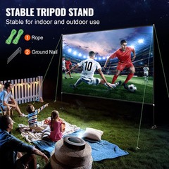 VEVOR Outdoor Movie Screen w/ Stand Portable Projector Screen 150″ 16:9 HD 4K