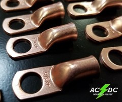 (100) 4 gauge Ring 3/8″ Hole Terminal BATTERY Lug Bare Copper Un-insulated AWG