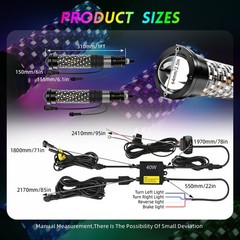 2x 1~3FT Laser LED Whip Spiral Chasing RGB Fat Whip Light For Can Am Polaris RZR