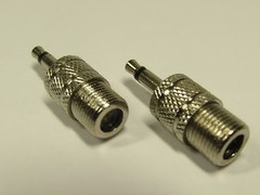 2X F Female to 3.5 mm Male Coaxial Adapter Coax Connector or 1/8″ Coaxial Mono
