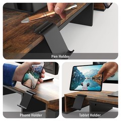 Simple Houseware Desk Dual Monitor Stand Riser Drawer Rustic Brown Do-09K-R