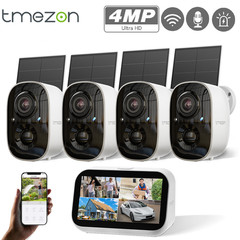 5G Security 4-Cam Kit Solar Security Cameras Wireless Outdoor 360° with Monitor