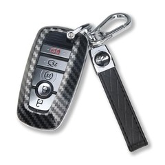 for Ford Key Fob Cover with Keychain Full Protection Durable ABS Carbon Fiber