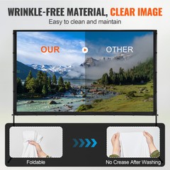 VEVOR Projector Screen with Stand 100 inch 16:9 4K 1080 HD Movie Screen Bar Feet